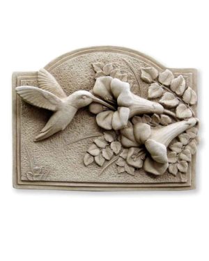 Cast Stone Plaque Featuring Birds Hummingbird Plaque